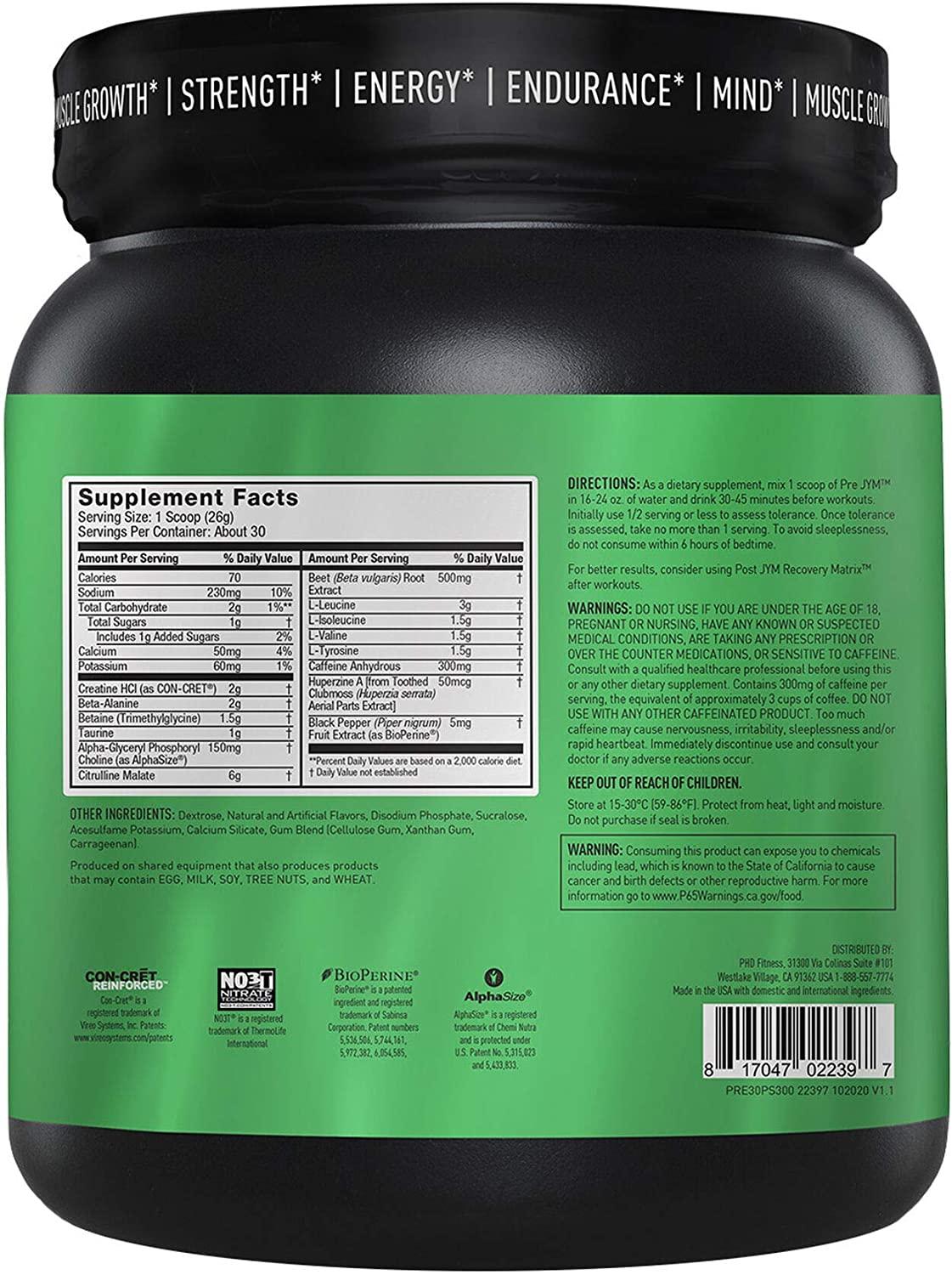 JYM Pre Workout Powder Pineapple Strawberry Flavor BCAAs, Creatine