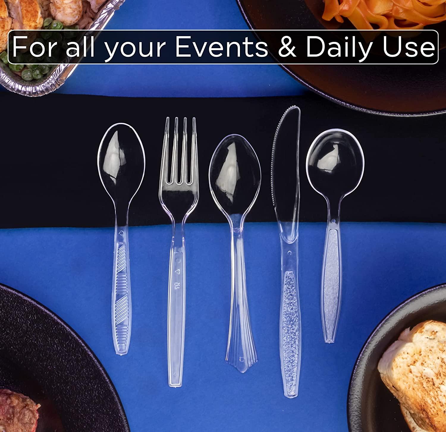 Lonezo 150 Count Plastic Forks Heavy Duty Clear Forks Plastic