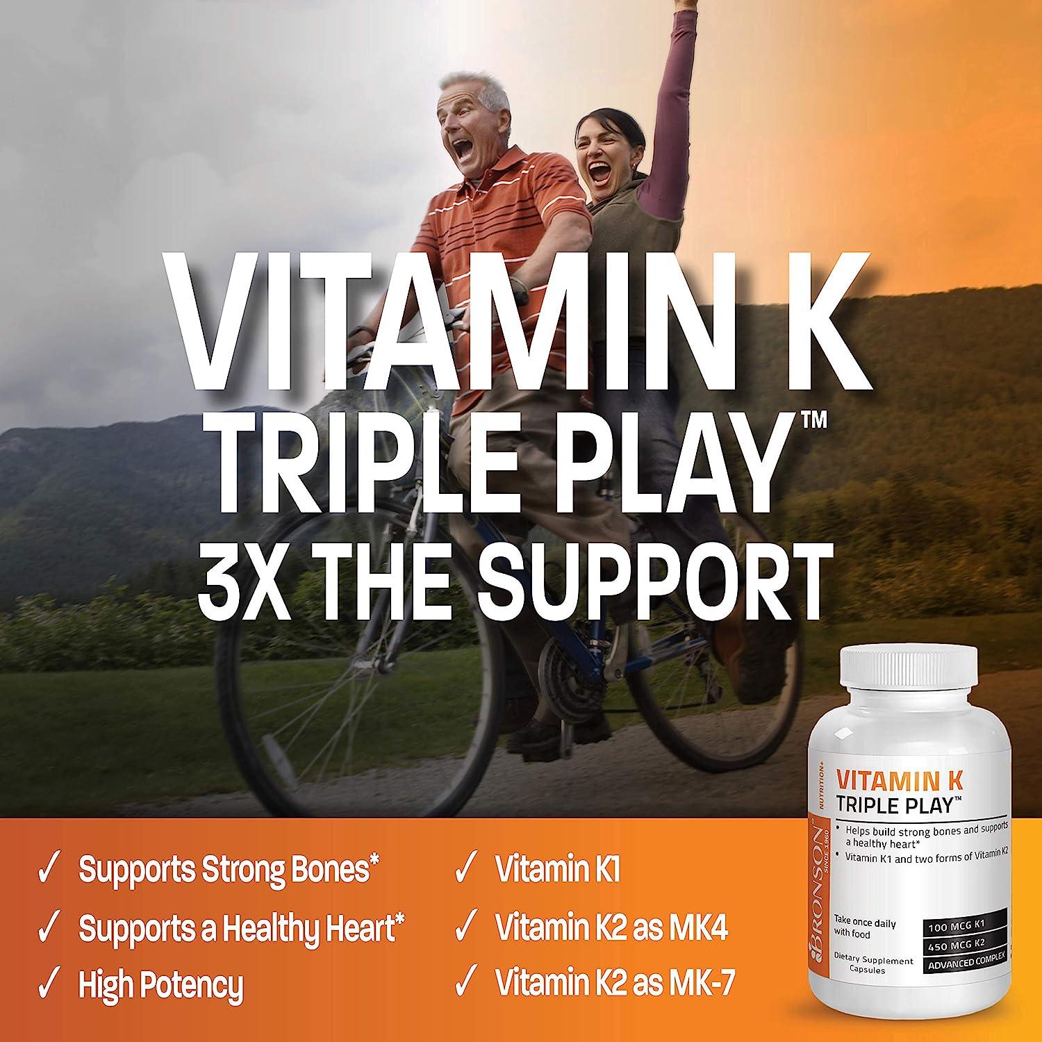 Vitamin K Triple Play (Vitamin K2 MK7 Vitamin K2 MK4 Vitamin K1) Full