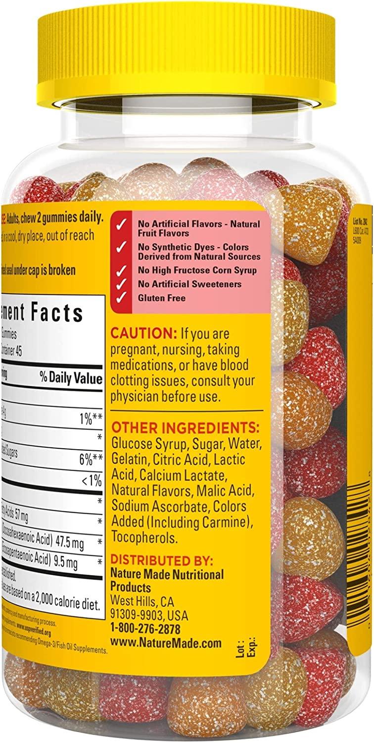 Nature Made Fish Oil Gummies with HeartHealthy Omega 3s 57 mg, in Delicious Strawberry, Lemon