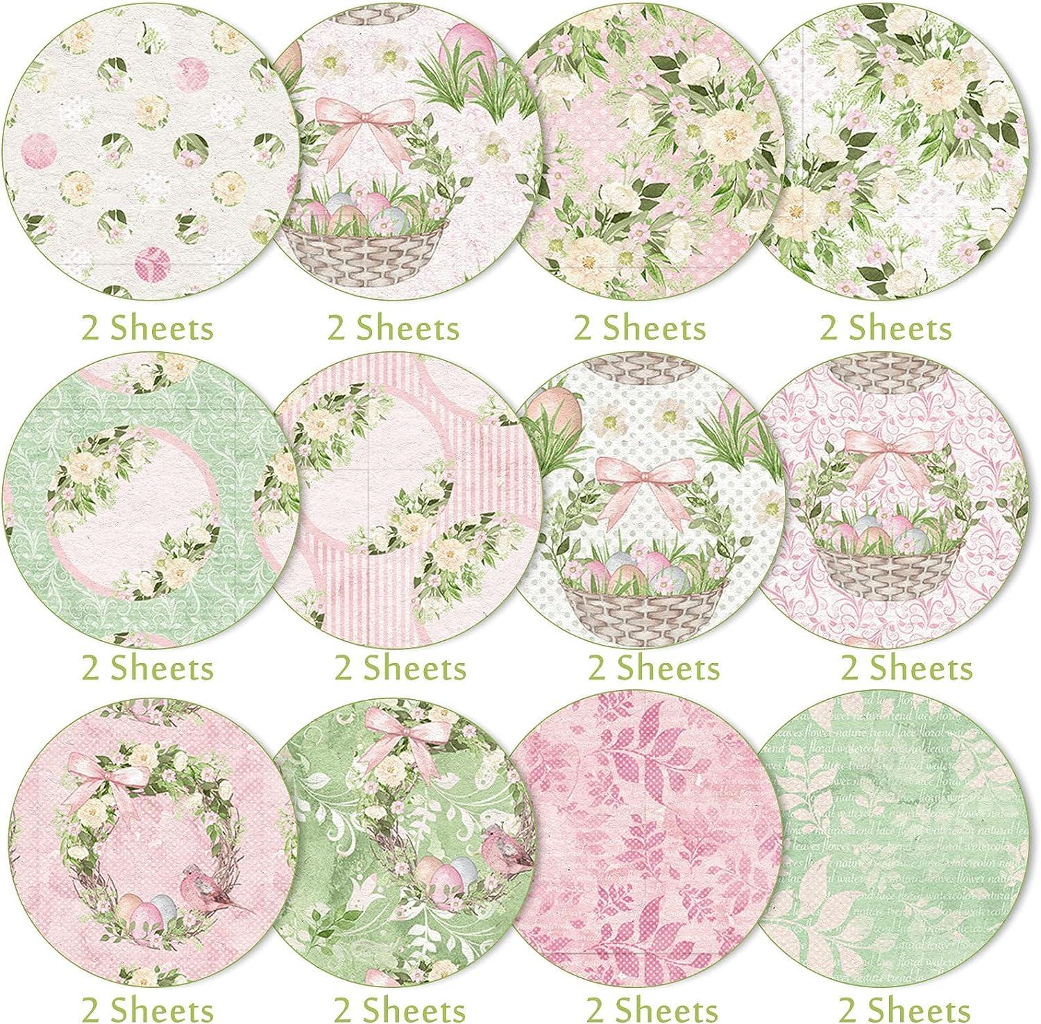 Whaline 12 Designs Spring Pattern Paper 24 Sheet Rose Floral Scrapbook  Paper Pink Double-Sided Collection Decorative Craft Paper Folded Flat for  Card