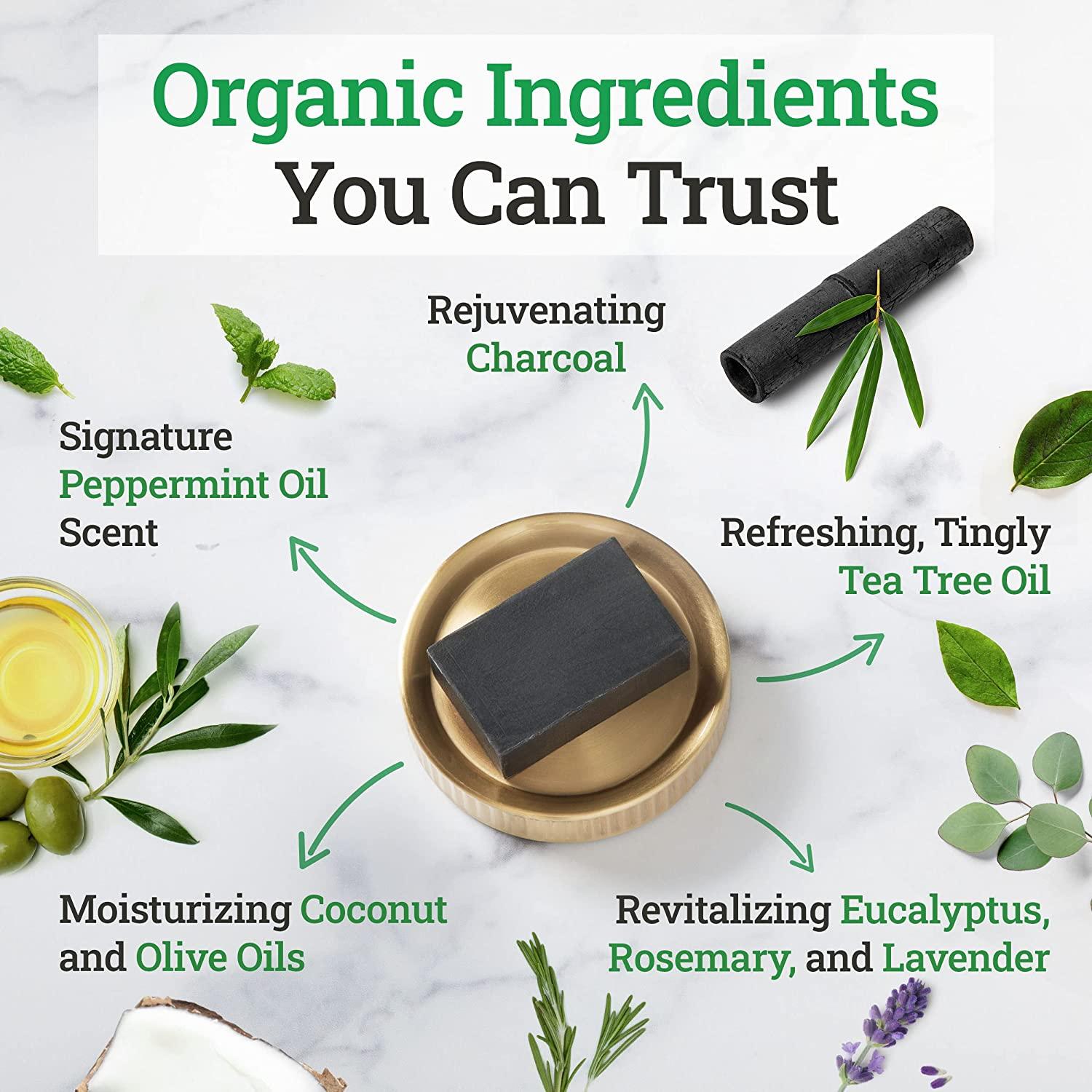 Natural Activated Charcoal Soap Bar (2Pack) Hand, Foot & Body Soap