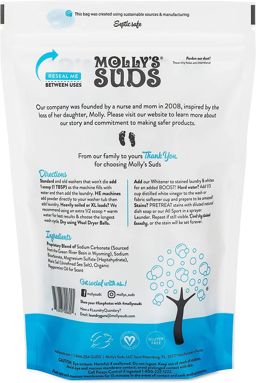 Molly's Suds Unscented Laundry Detergent Powder, Natural Laundry Detergent  for