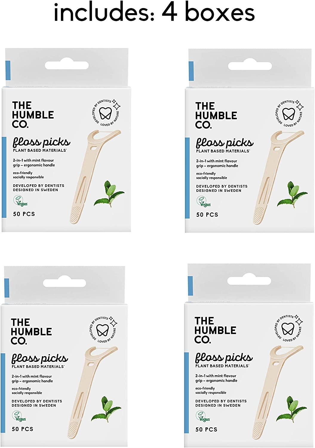 The Humble Co. Floss Picks (200 Count) Sustainable, Plant Based and