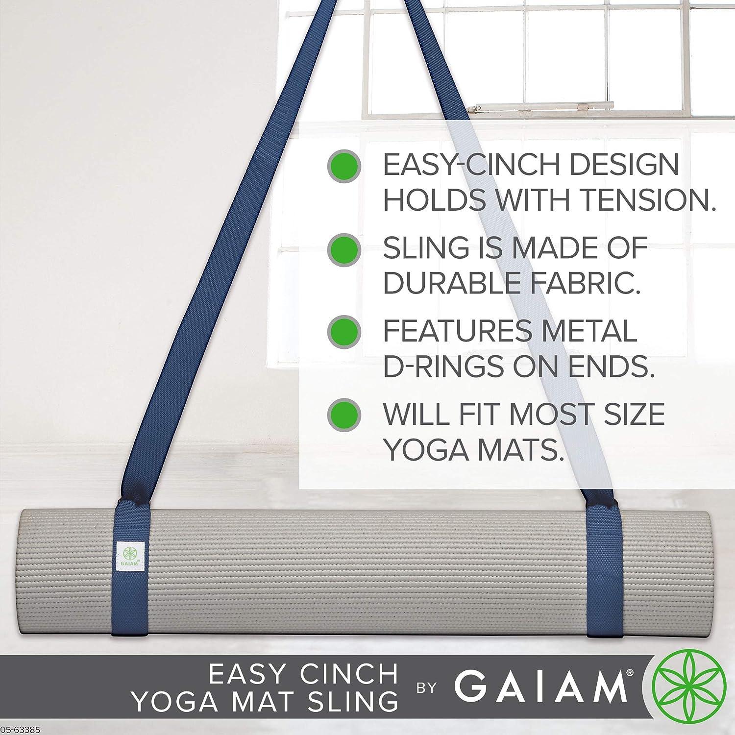 Gaiam Easy-Cinch Yoga Mat Sling, 1 Count (No Mat Included) Navy