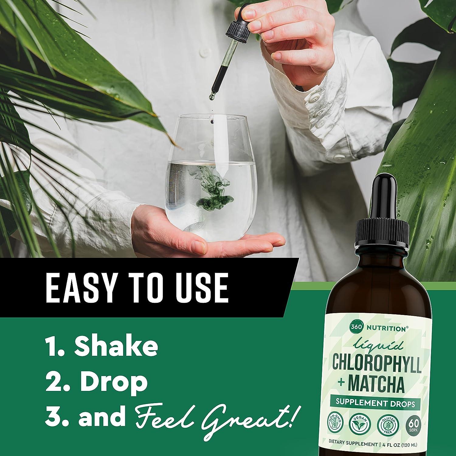 360 Nutrition Matcha Chlorophyll Liquid Drops with LTheanine Gluten