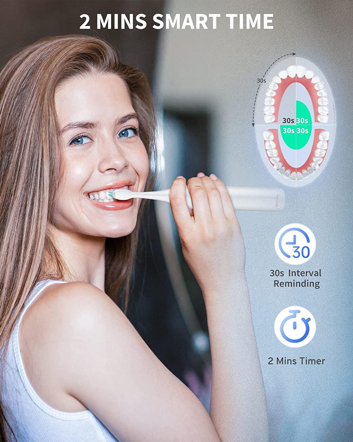 Electric Toothbrush for Adults, AUFIIT Sonic Toothbrush with 8 Brush