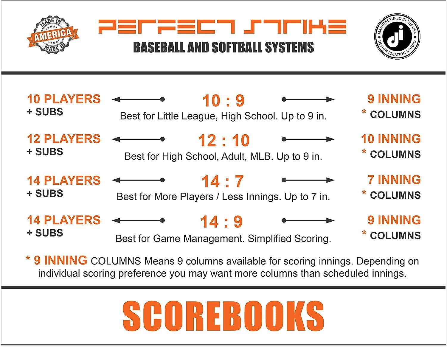 Perfect Strike Softball SCOREBOOK with Rules and Scoring Instructions