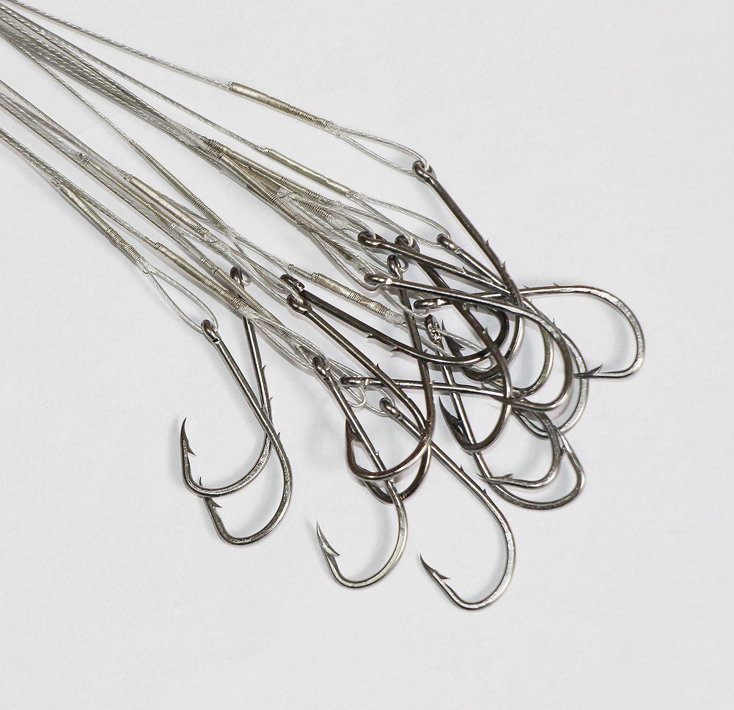 20pcs Wire Leader Hook Rigs Baitholder Fishing Hook Nylon Coated Fishing  Wire Leader with Swivel 6.5inch silver 1#-20pcs