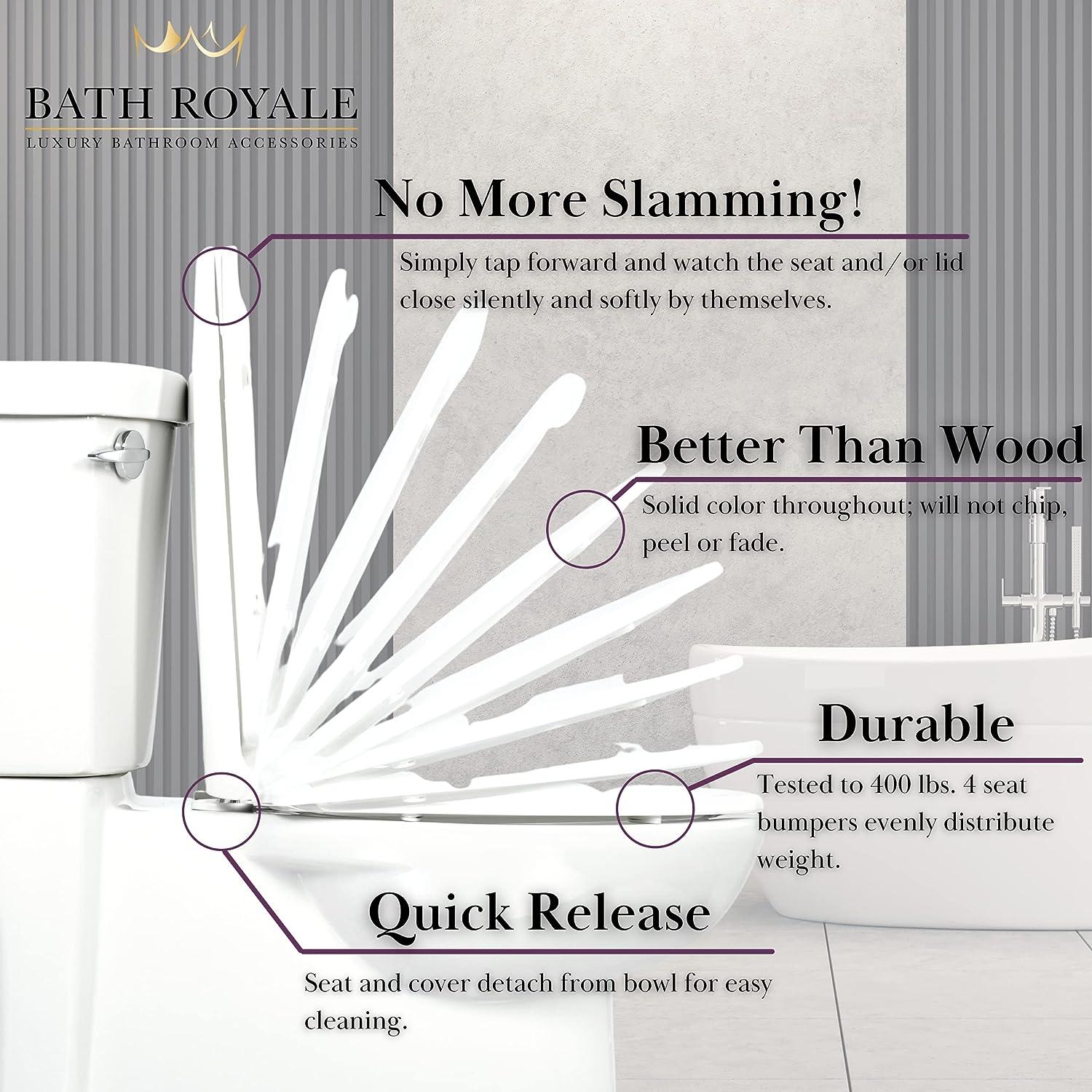 Round Toilet Seat, White, Soft Close, StainResistant and Easy to Clean