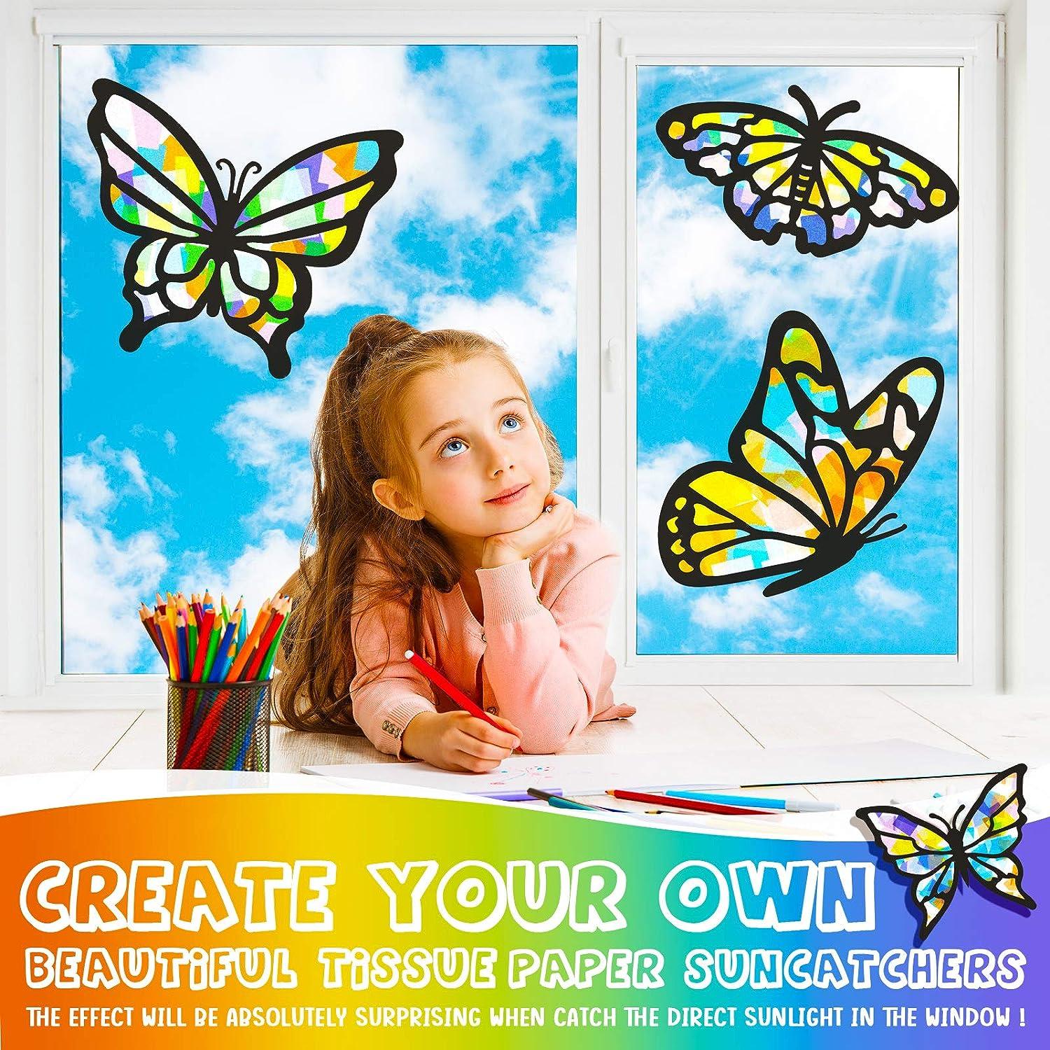 9 Pieces Spring Summer Suncatcher Kit Butterfly Suncatchers Tissue