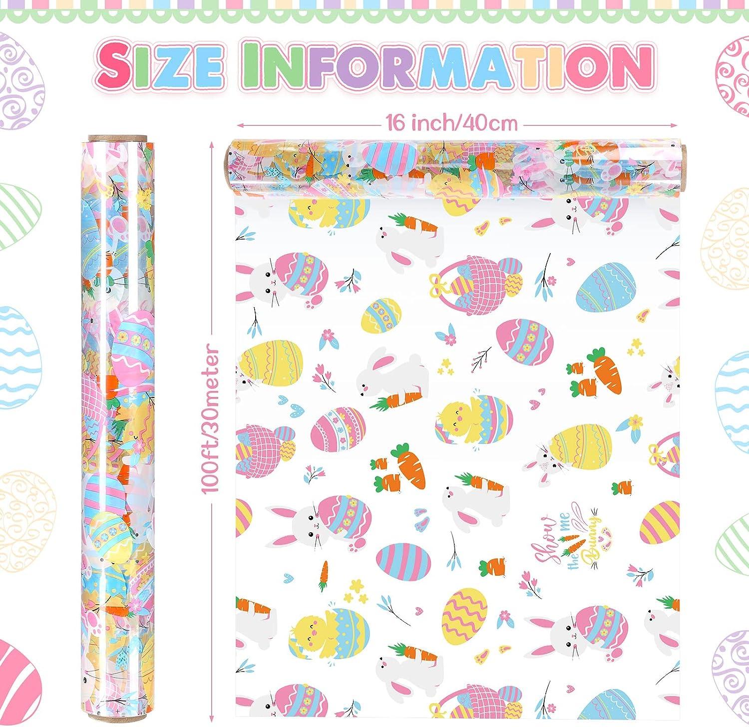 Easter Cellophane Wrapping Paper 100 ft x 16 Inch 2.5 Mil Thick Cello Wrap Roll Crystal Clear