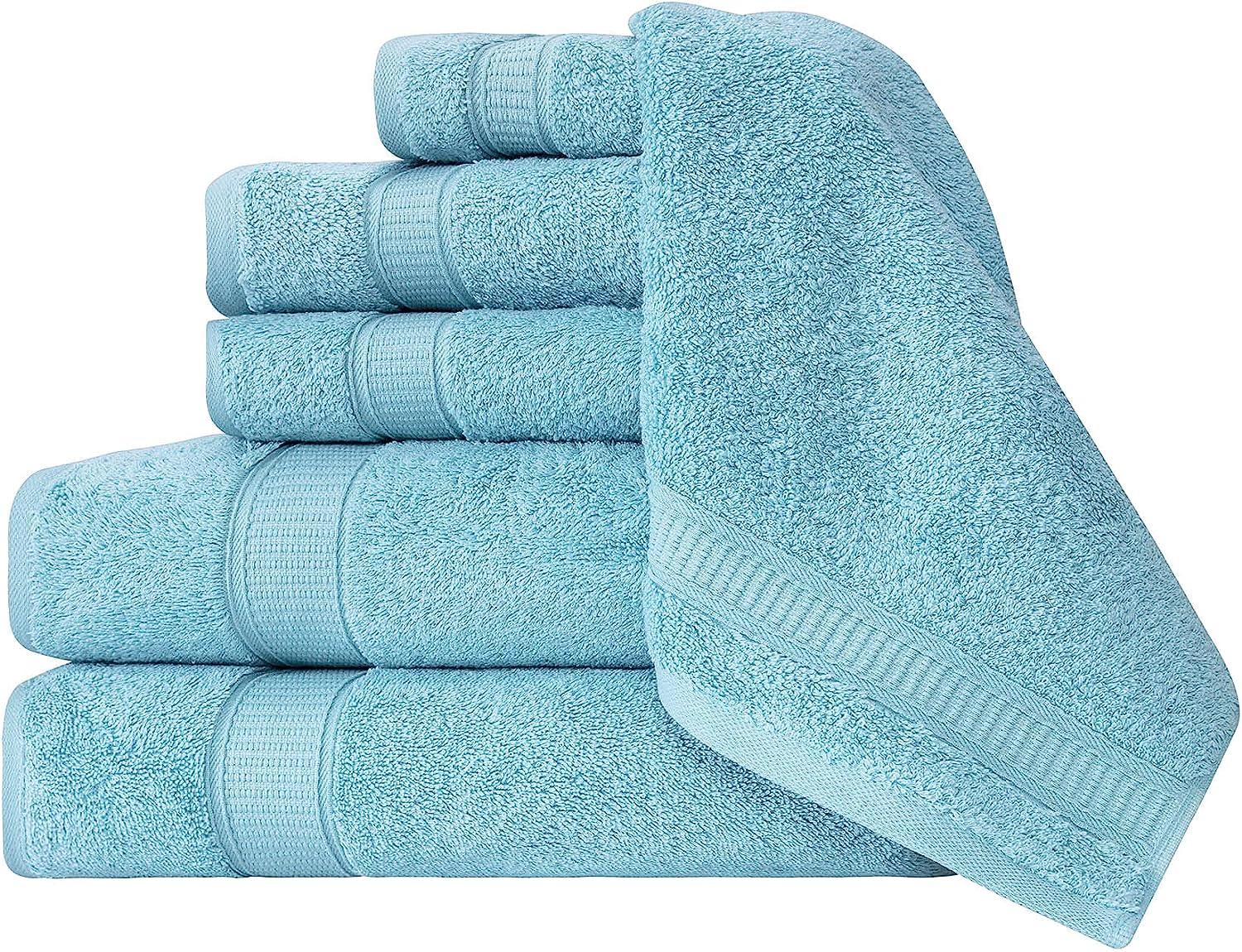 Luxury Hotel & Spa Towel Turkish Cotton Washcloths - Coral - Dobby Border -  Set of 6