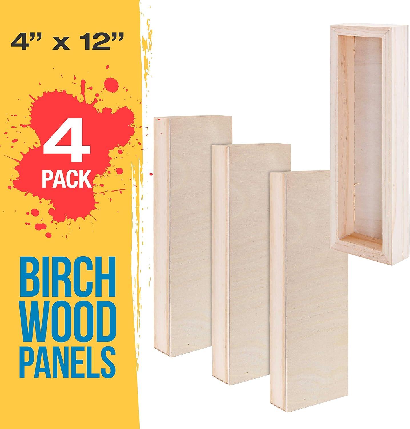 U.S. Art Supply 12 x 12 Birch Wood Paint Pouring Panel Boards, Gallery 1-1/2 Deep Cradle (Pack of 3) - Artist Depth Wooden Wall Canvases - Painting