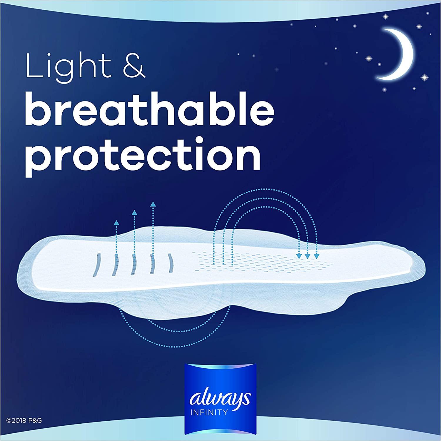 Always Infinity Feminine Pads For Women, Size 5 Extra Heavy Overnight