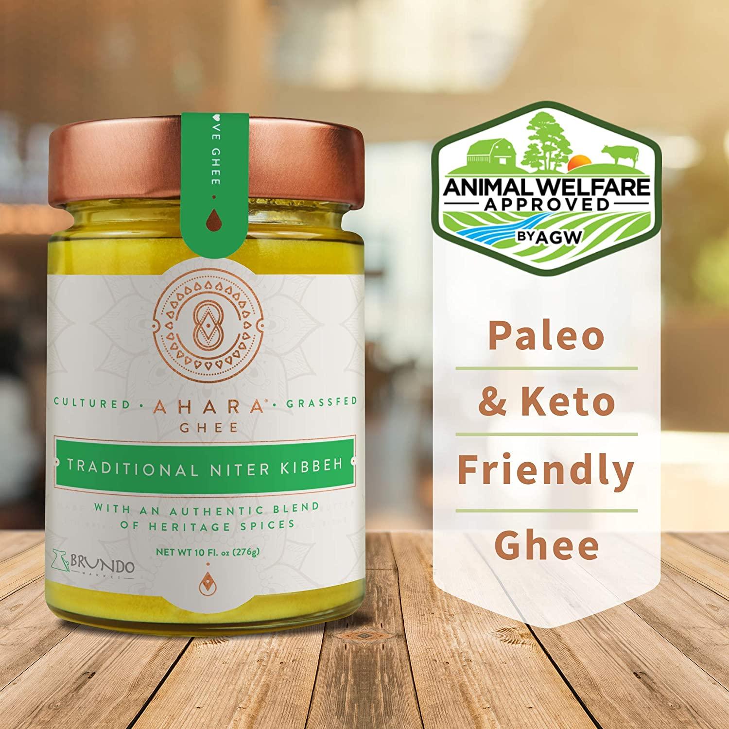 Ahara Ghee Traditional Niter Kibbeh 10oz Grass Fed Ghee, Lactose