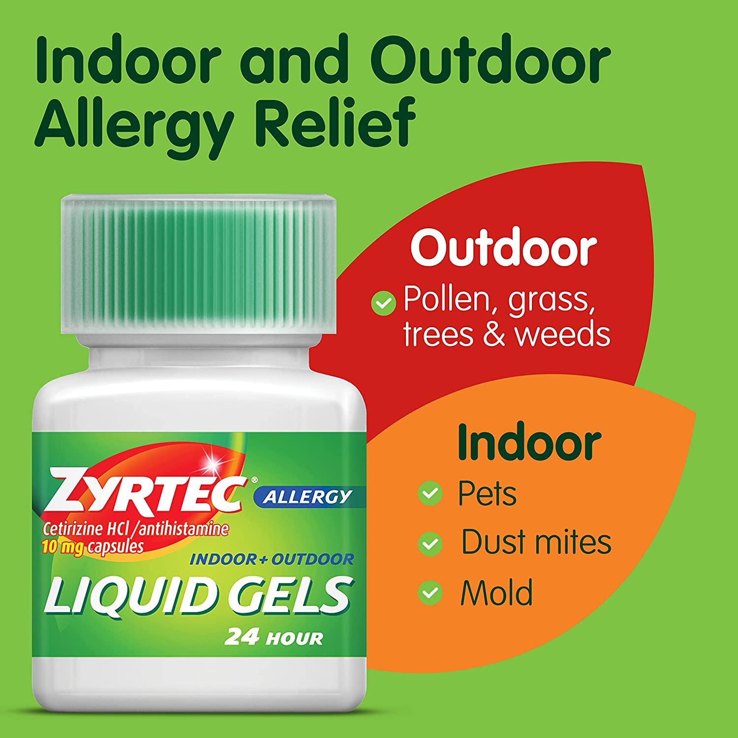 Zyrtec 24 HR Indoor/Outdoor Allergy Relief Liquid Gels 40 ct