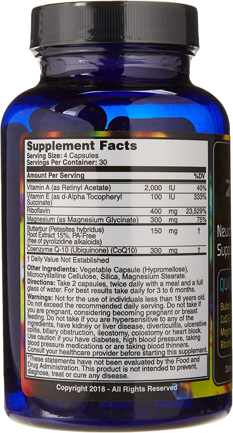 MigrA Zero Migraine Relief QuadFormula with PAFree Butterbur, CoQ10