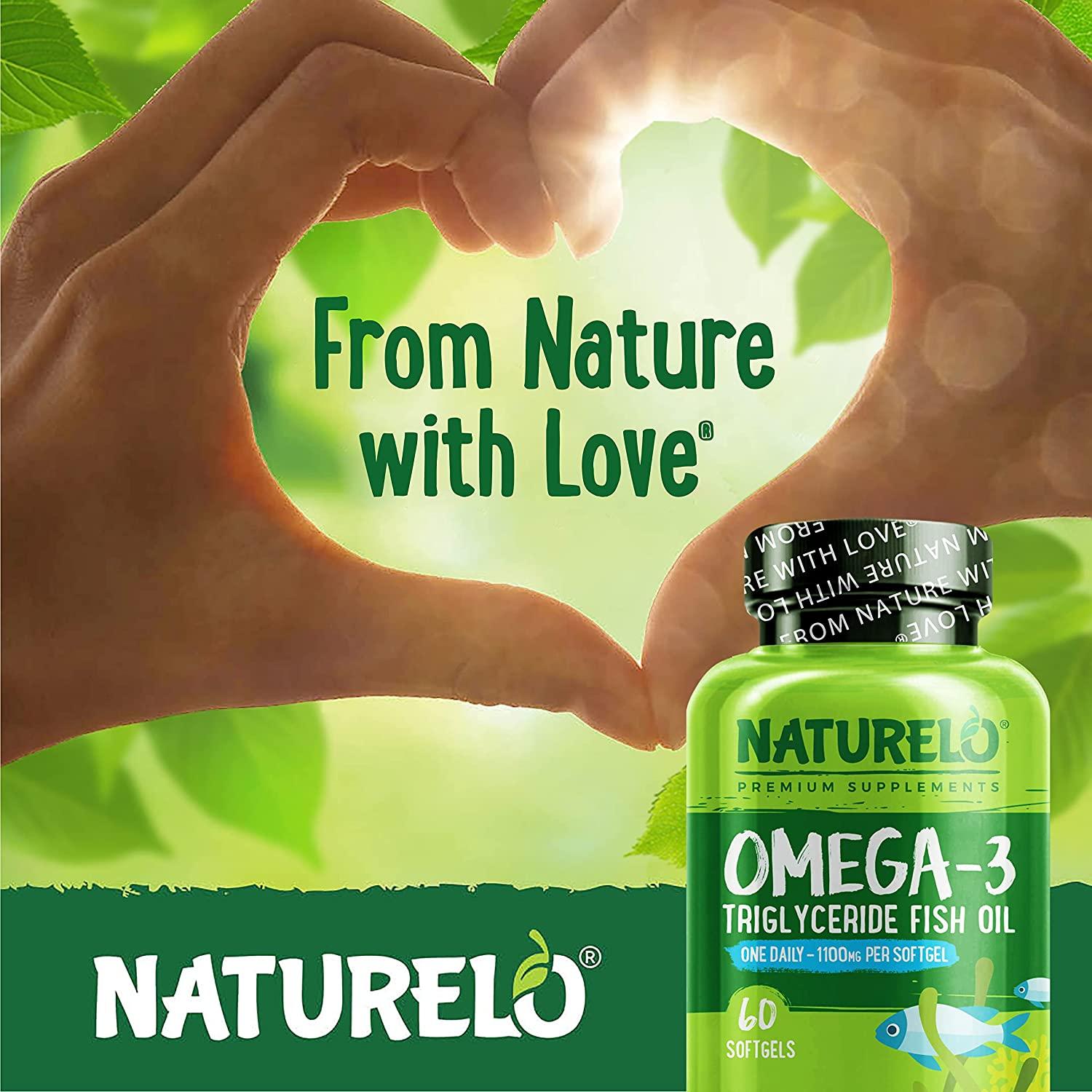 NATURELO Omega3 Triglyceride Fish Oil 1100 mg â€“ 60 Softgels