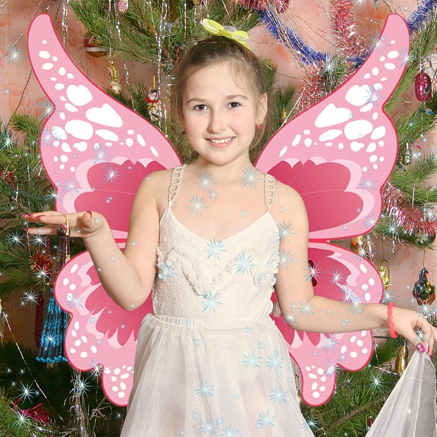 sachin and babi light blue dress Fairy Wings Butterfly Wings Dress Up Butterfly Wings For Girls Kids  Children Colorful Fairy Wings Princess Fairy Angel Wings For Halloween  Christmas Pink(Without led)