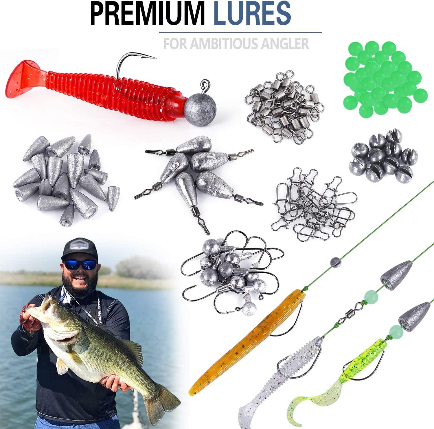 PLUSINNO Fishing Lures Baits Tackle Including Crankbaits, Spinnerbaits,  Plastic Worms, Jigs, Topwater Lures , Tackle Box and More Fishing Gear  Lures Kit Set, 102/67/27Pcs Fishing Lure Tackle 302Pcs Fishing Lures Kit