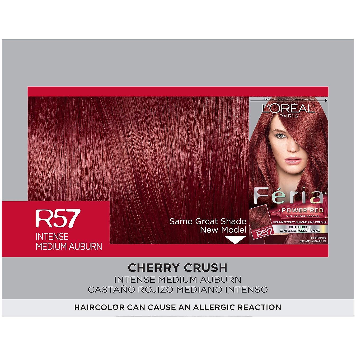 l’oreal paris r57 cherry crush ヘアカラー　3箱 L'Oreal Paris Feria Permanent Hair Color High Intensity R57