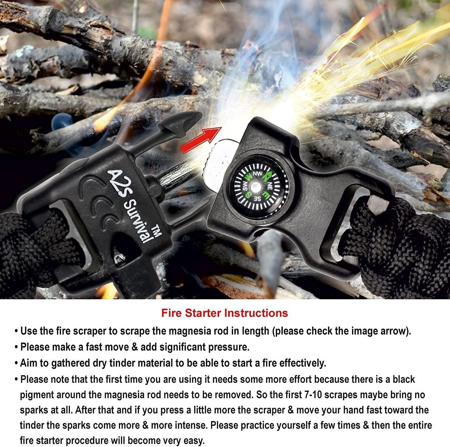 Atomic Bear Paracord Bracelet (2 Pack) - Adjustable - Fire Starter - Loud  Whistl | eBay