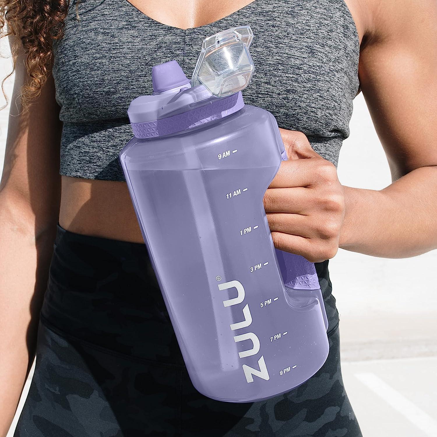 ZULU 2 Borracce Da 64 Oz Con Indicatori Di Idratazione E Timer - ViolaLavanda E Blu Acqua - Coperchio One-Touch, Cannuccia, Maniglia, Lavabile In Lavastoviglie