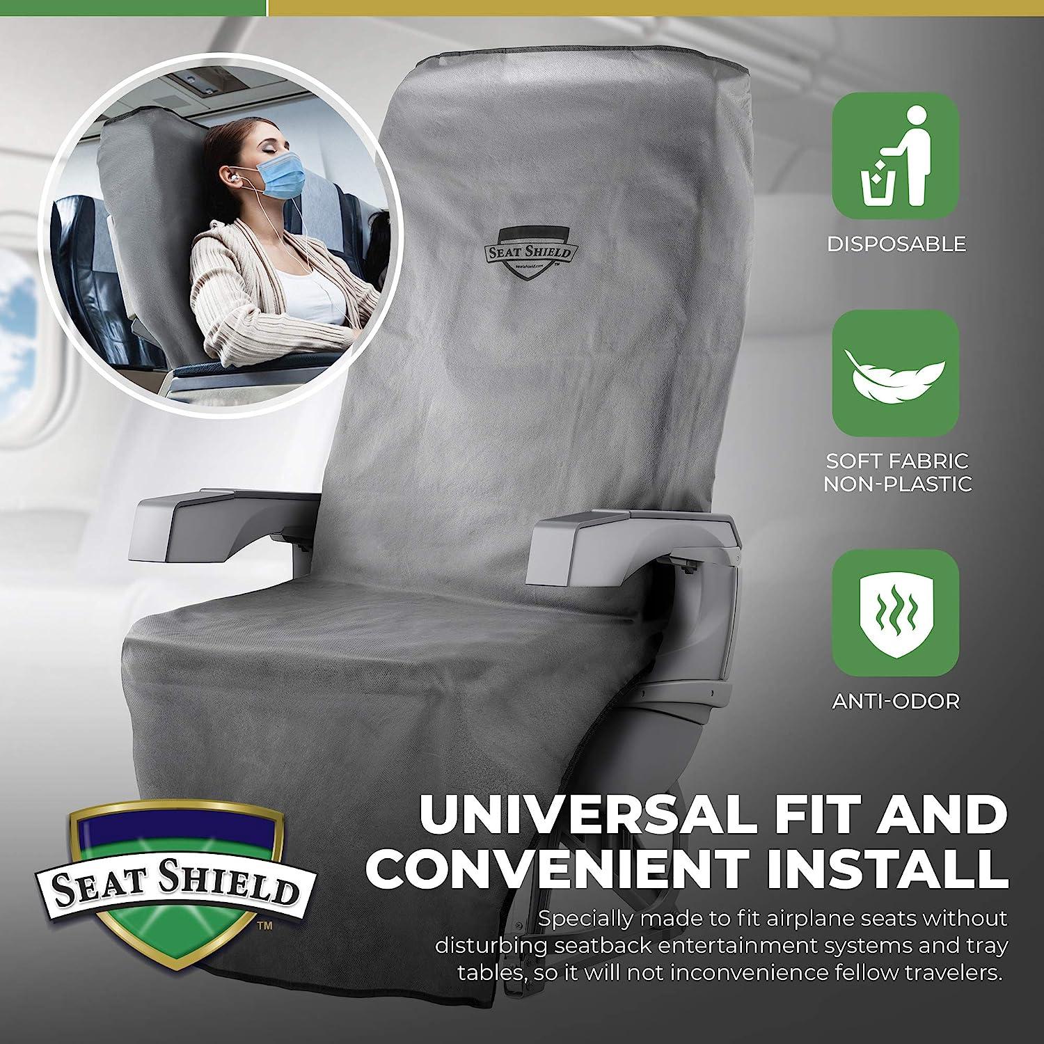 Waterproof SeatShield Disposable Airplane Covers - Portable Airplane Travel  Essentials for Travel by Plane, Train, Bus etc. - Universal Disposable  Waterproof Car Seat Cover from Sweat, Dirt, Odor etc. Gray