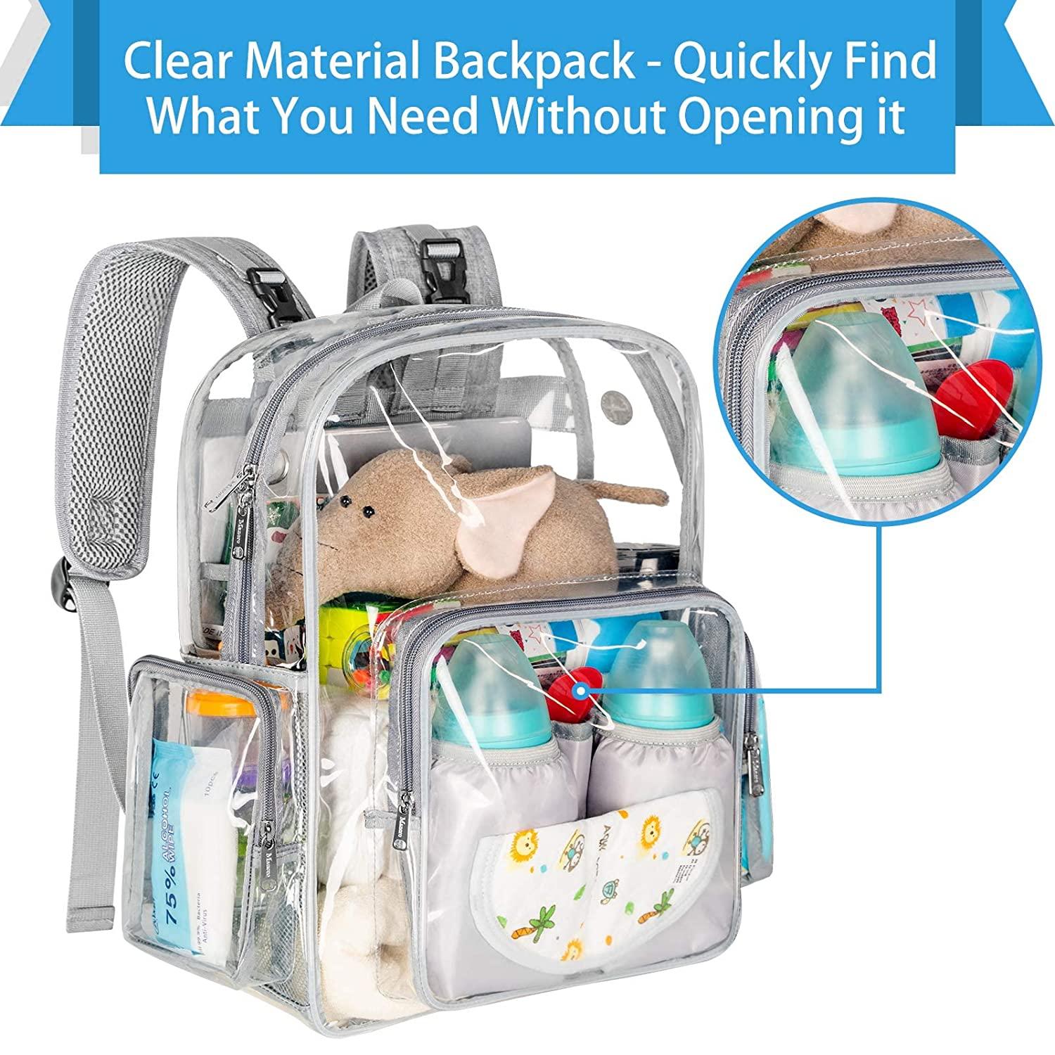 GiMiUiTo Clear Backpack – School Approved See-Through Bookbag With 7 Pockets, Heavy Duty PVC For College & Travel