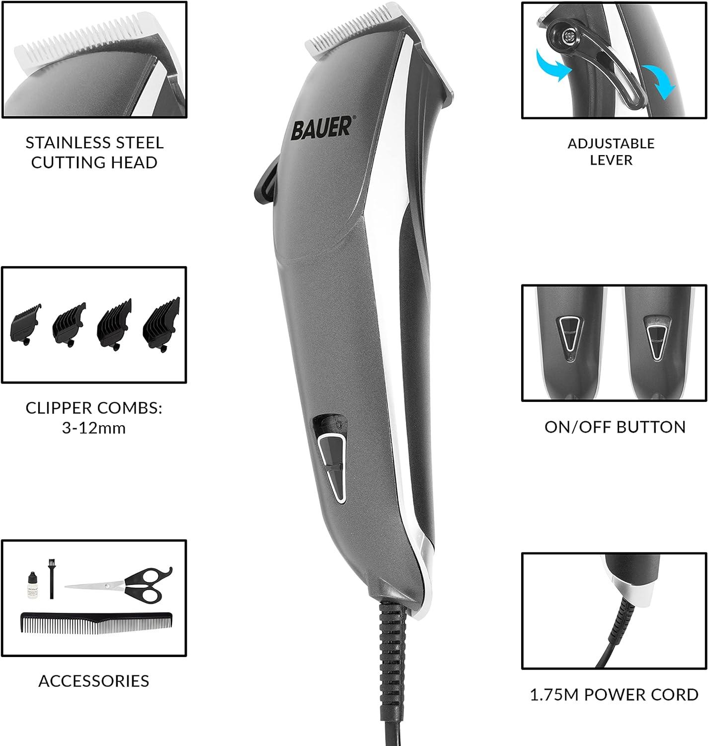 Bauer Professional Hair Clipper Set for Men - High Precision ...