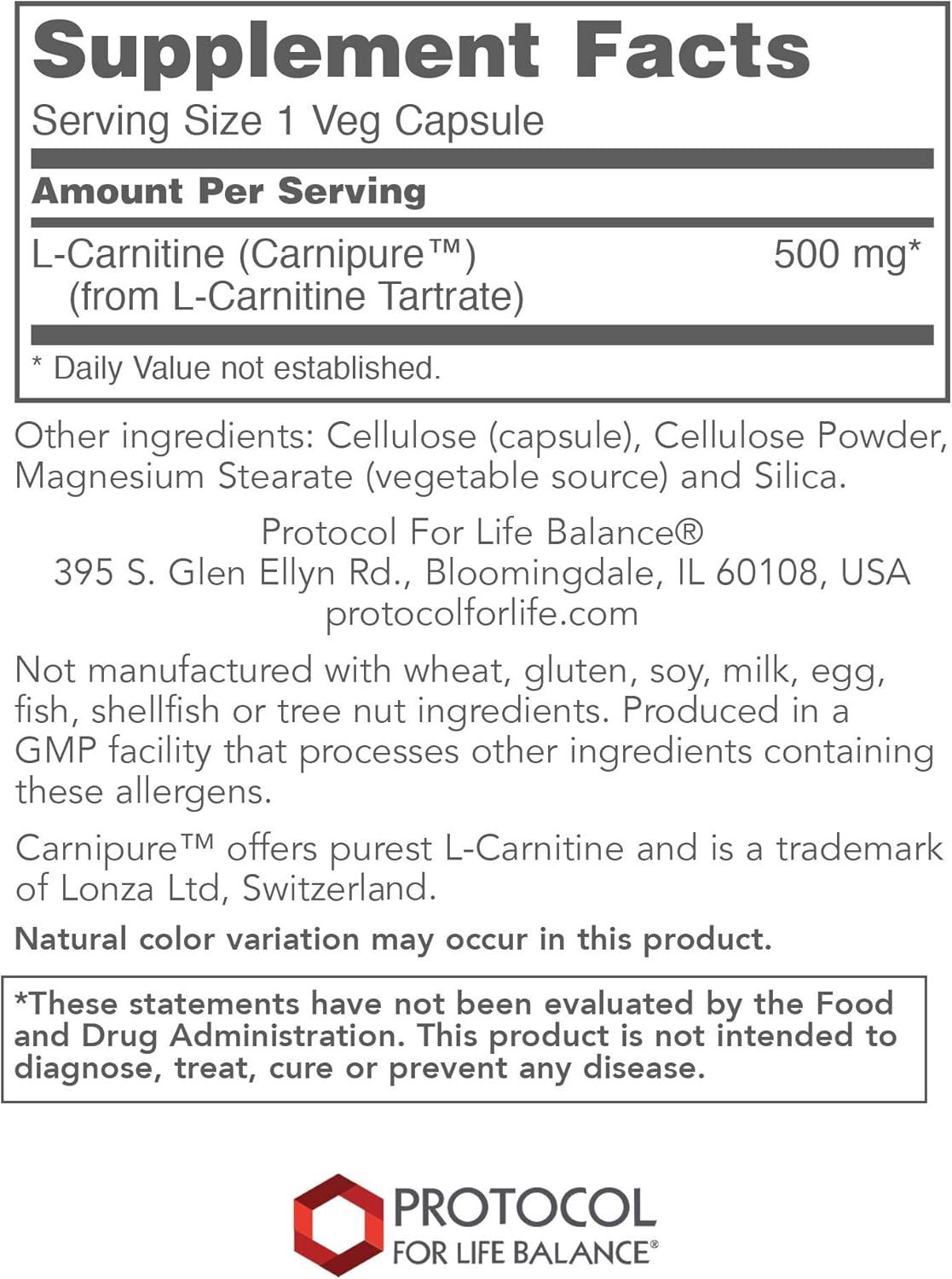 Protocol L-Carnitine 500mg - Vegan Mitochondrial Supplement for Metabolic  Health Energy & Exercise Recovery - 60 Dairy-Free Veg Caps | Buy Now with  Express International Delivery
