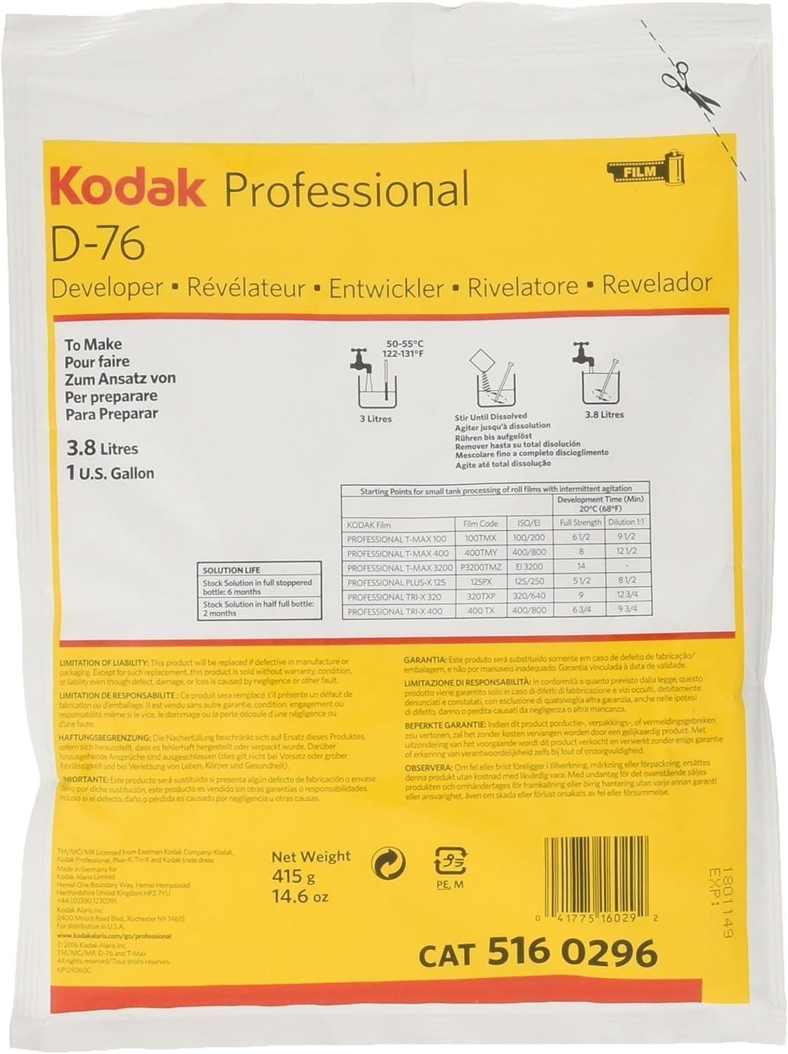 Kodak D76 Developer Powder, B and W Film 1 Gallon
