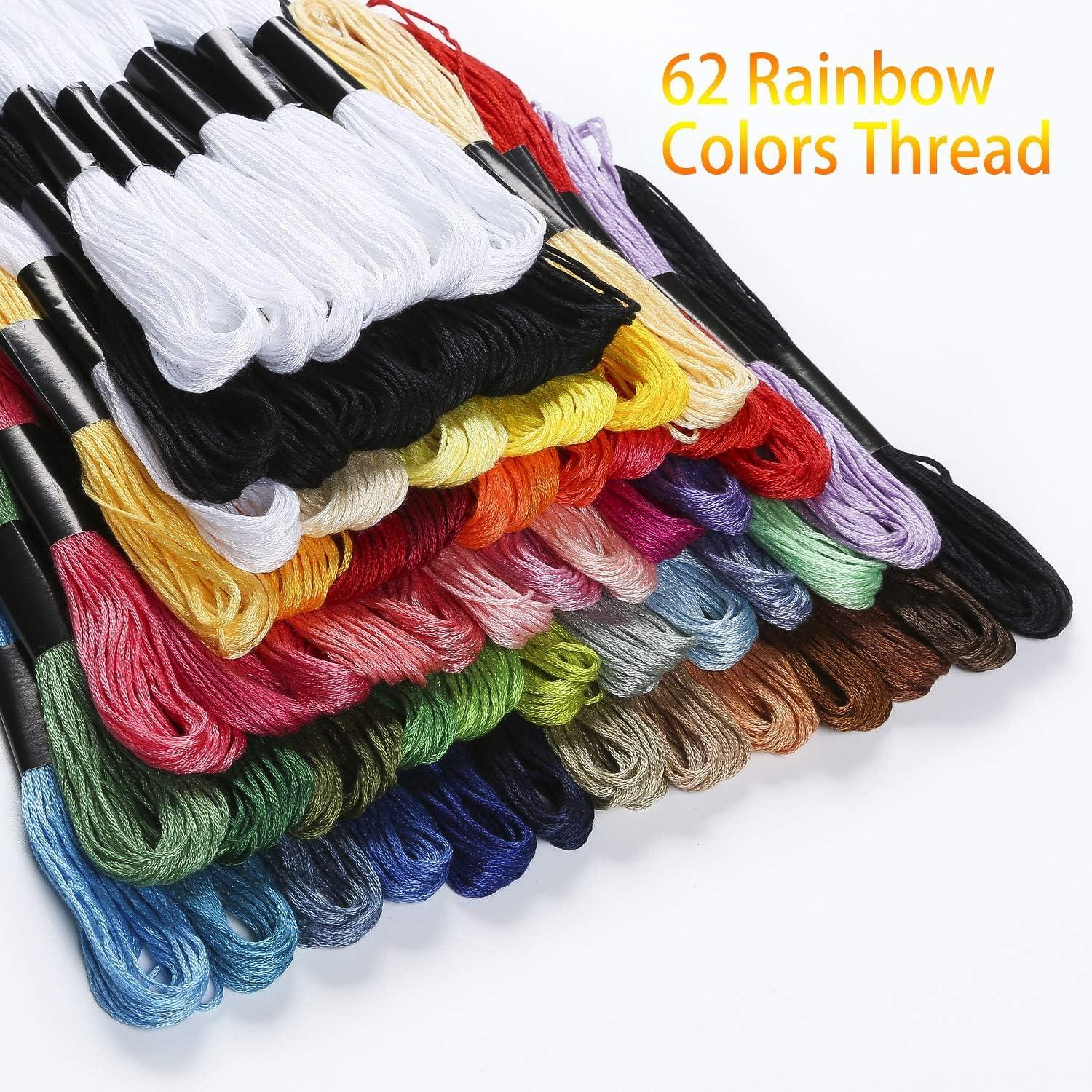 Peirich Embroidery Floss 62 Skeins Friendship Bracelets Floss with Black  White Cross Stitch Floss Embroidery Thread Embroidery Needles 12 Pieces  Floss Bobbins - Great Gift for Mother's Day