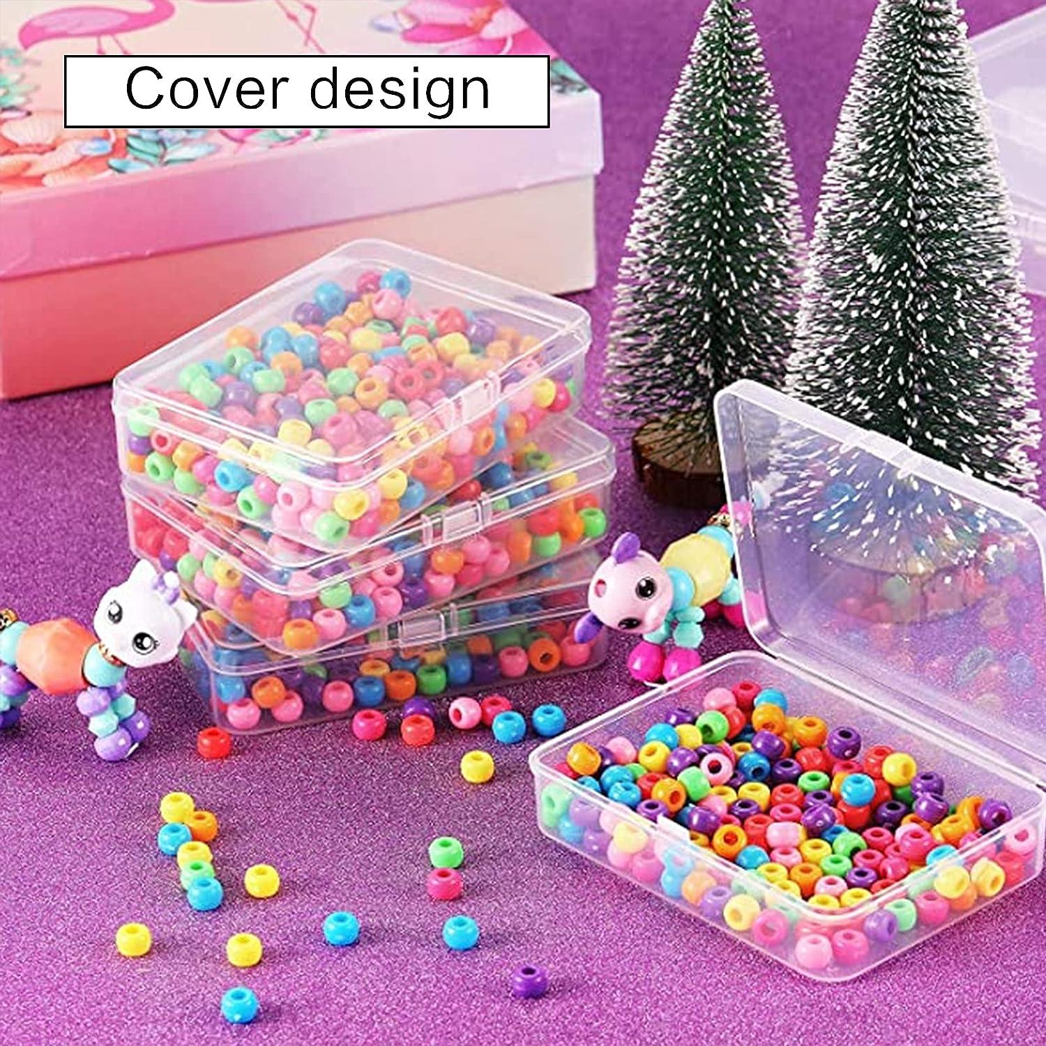 ZUER 2 Pcs Large Clear Plastic Beads Storage Containers Box with Hinged