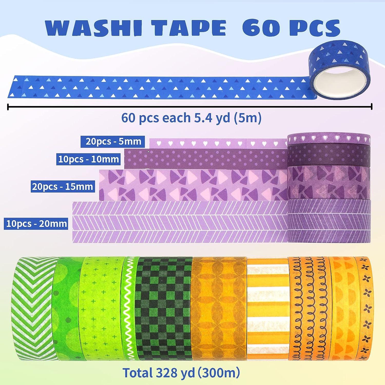 KOVANO 60 Rolls Washi Tape Set - Decorative Adhesive Masking Tape for  Scrapbooking Supplies, DIY Crafts, Bullet Journals, Gift Wrapping, Party  Decorations and Planners, Each Roll 5.4yd Total 328yd
