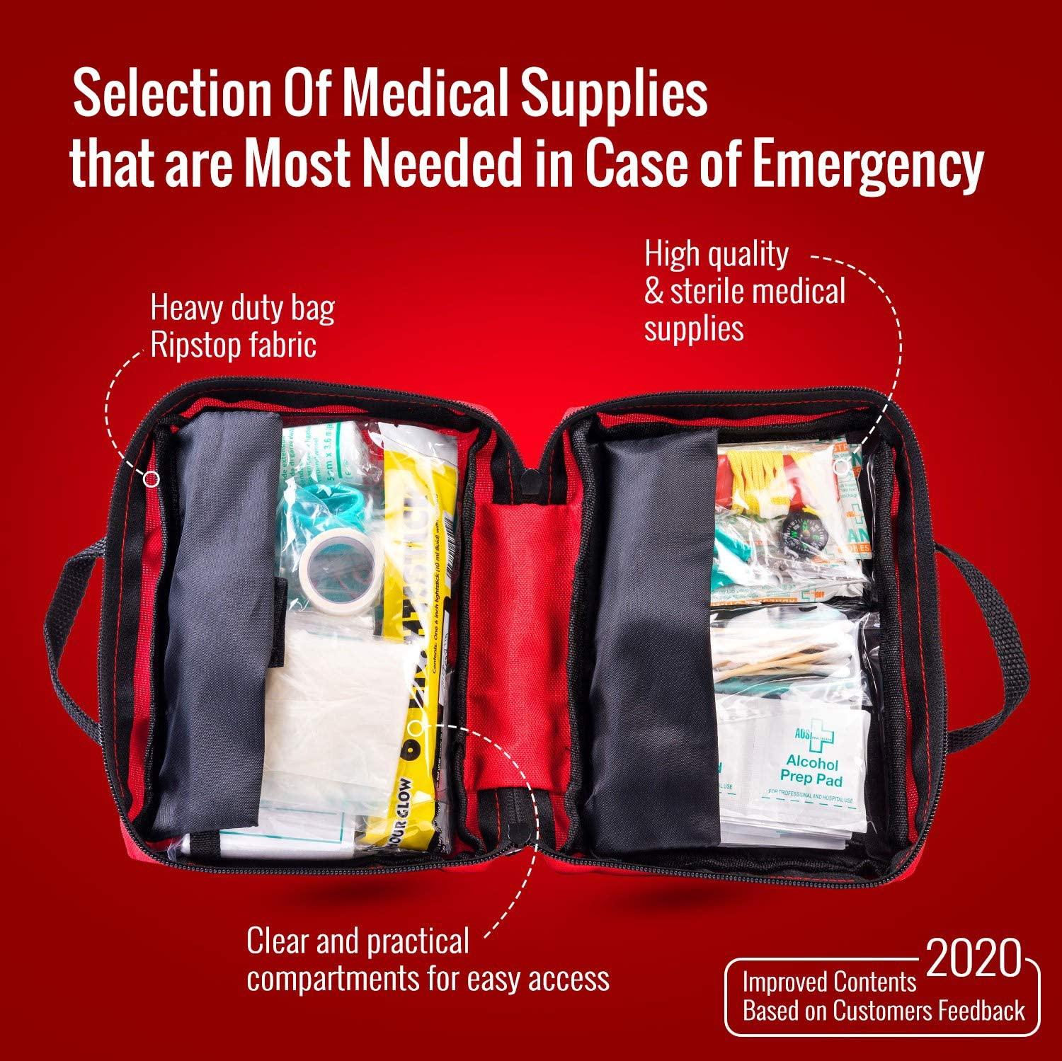 Doctor Developed First Aid Kit for Car, Travel, Camping, Hiking, Sports,  Survival Med Kit  Complete Professional Emergency Kit, Go Bag Fully  stocked with 1st aid Medical Supplies - 160 Piece 160 Piece Set