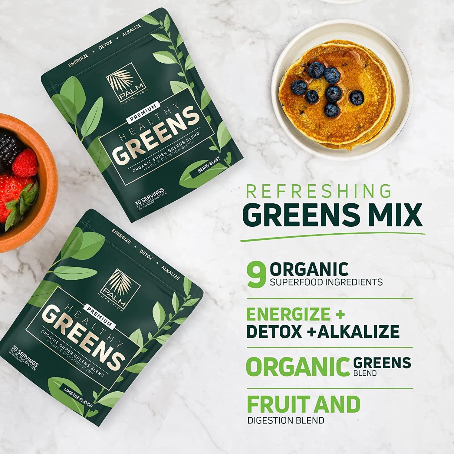 Healthy Greens Organic Superfood Powder (Berry Blast) Premium Super