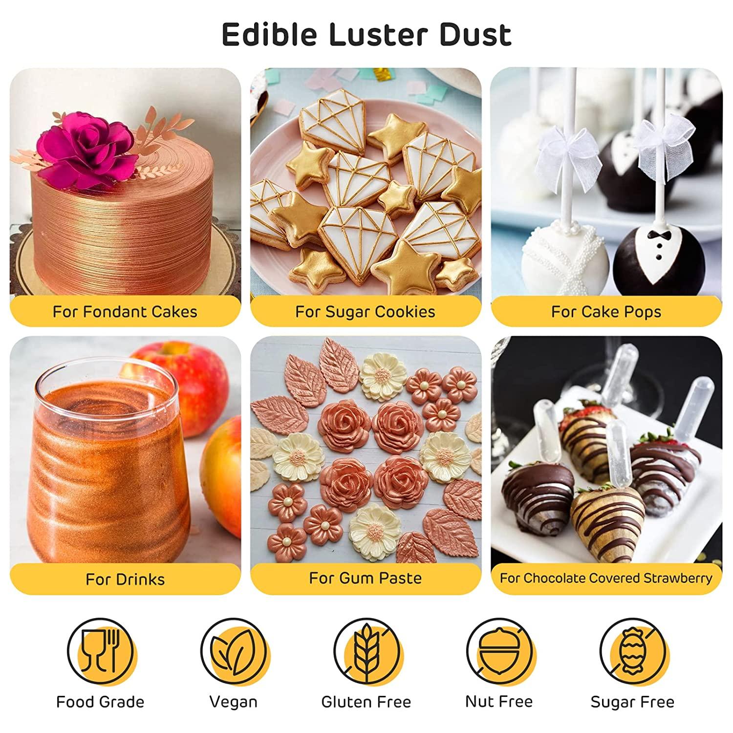 O'Creme Luster Dust, Food-Grade Edible Super-Gold Dust Cake Decorations: 4  Grams Baking Decorating For Cookie, Fondant, Icing, Petal, Flower, Cupcake  and Cake Pop 