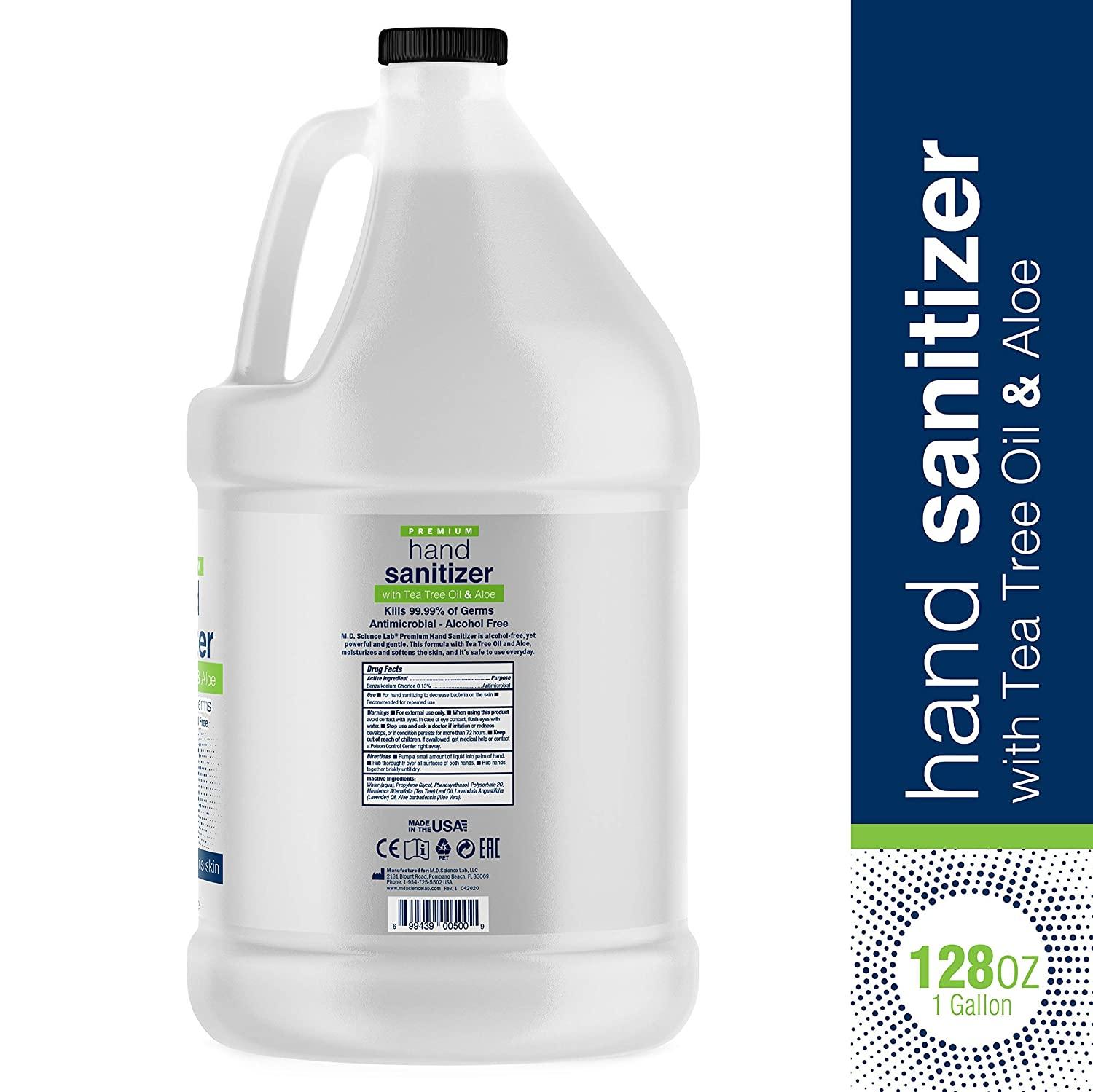 Alcohol-Free Hand Sanitizer Gallon - M.D. Science with Tea Tree Oil ...