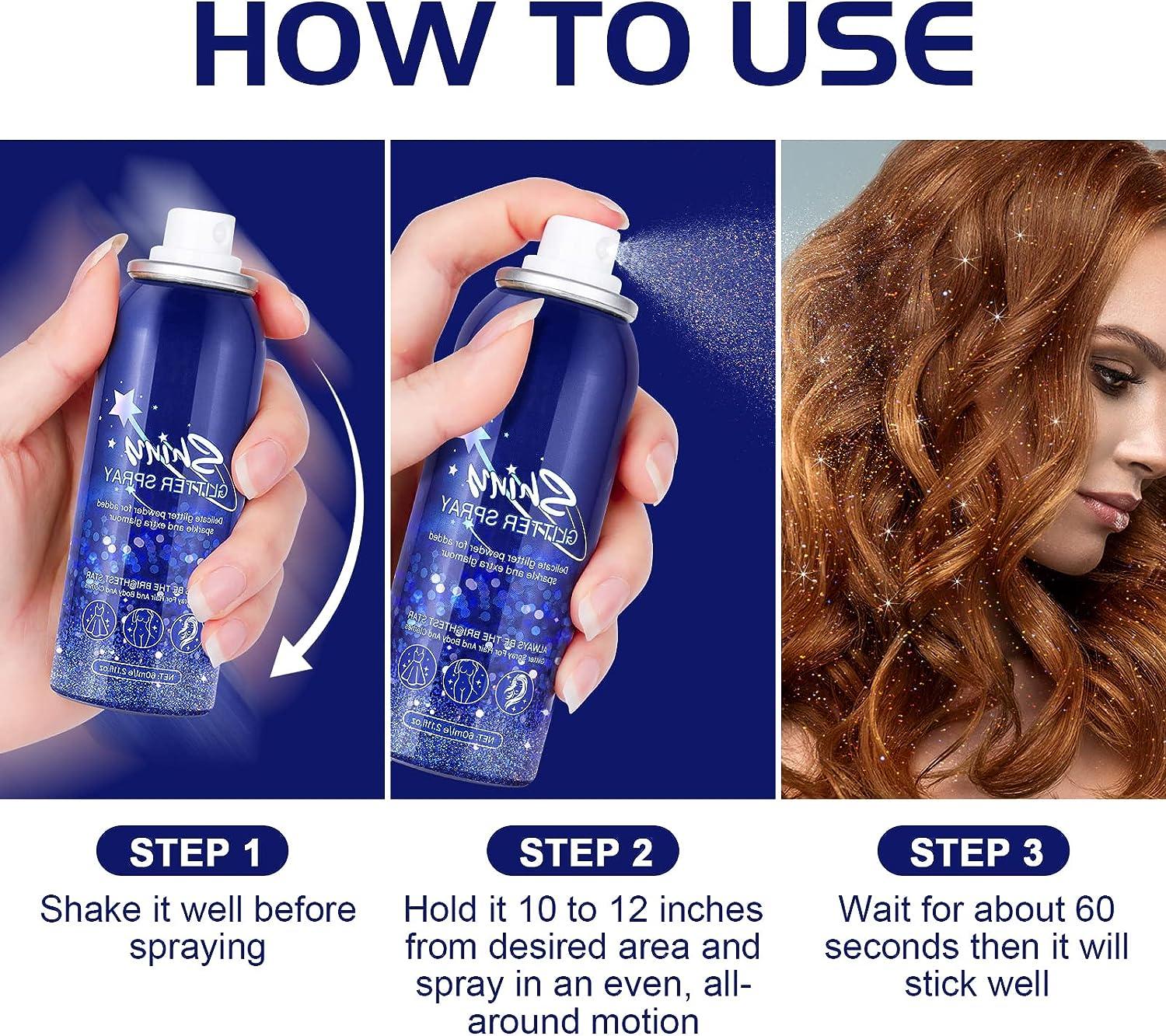 LATIBELL Body Glitter Spray, Silver Glitter Spray for Hair and
