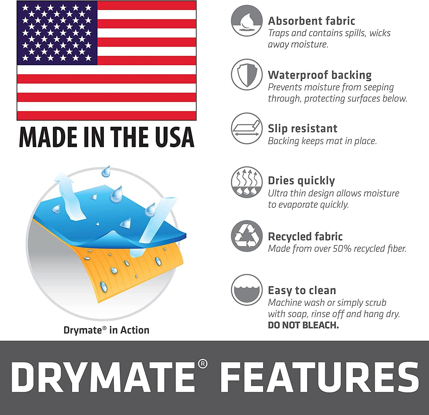 Drymate Premium Dish Drying Mat, XL Size 19 inch x 24 inch , Absorbent Fabric Low-Profile Kitchen Drying Pad - Waterproof - Machine Washable/Durable (