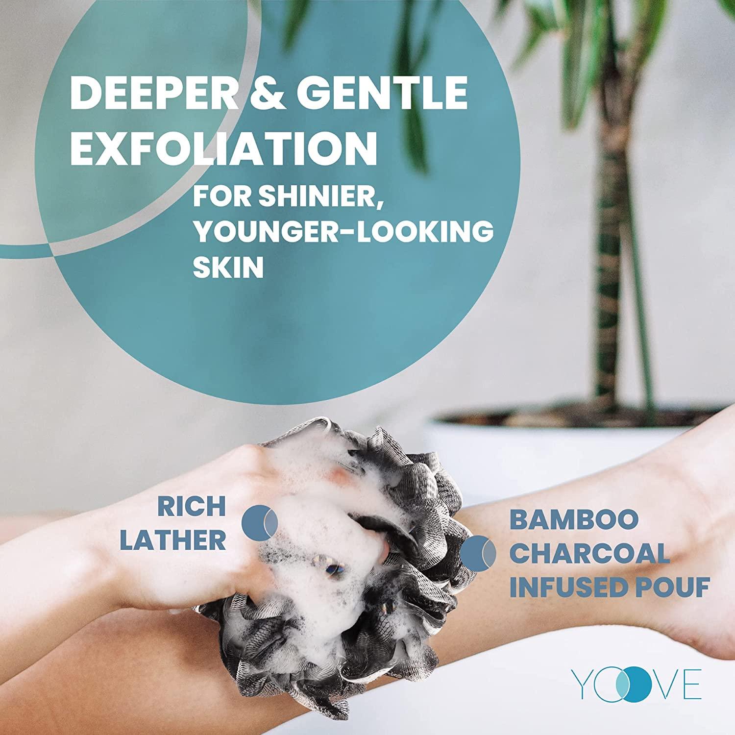 Loofah Back Scrubber Bamboo Charcoal Infused Shower Scrubber Bath