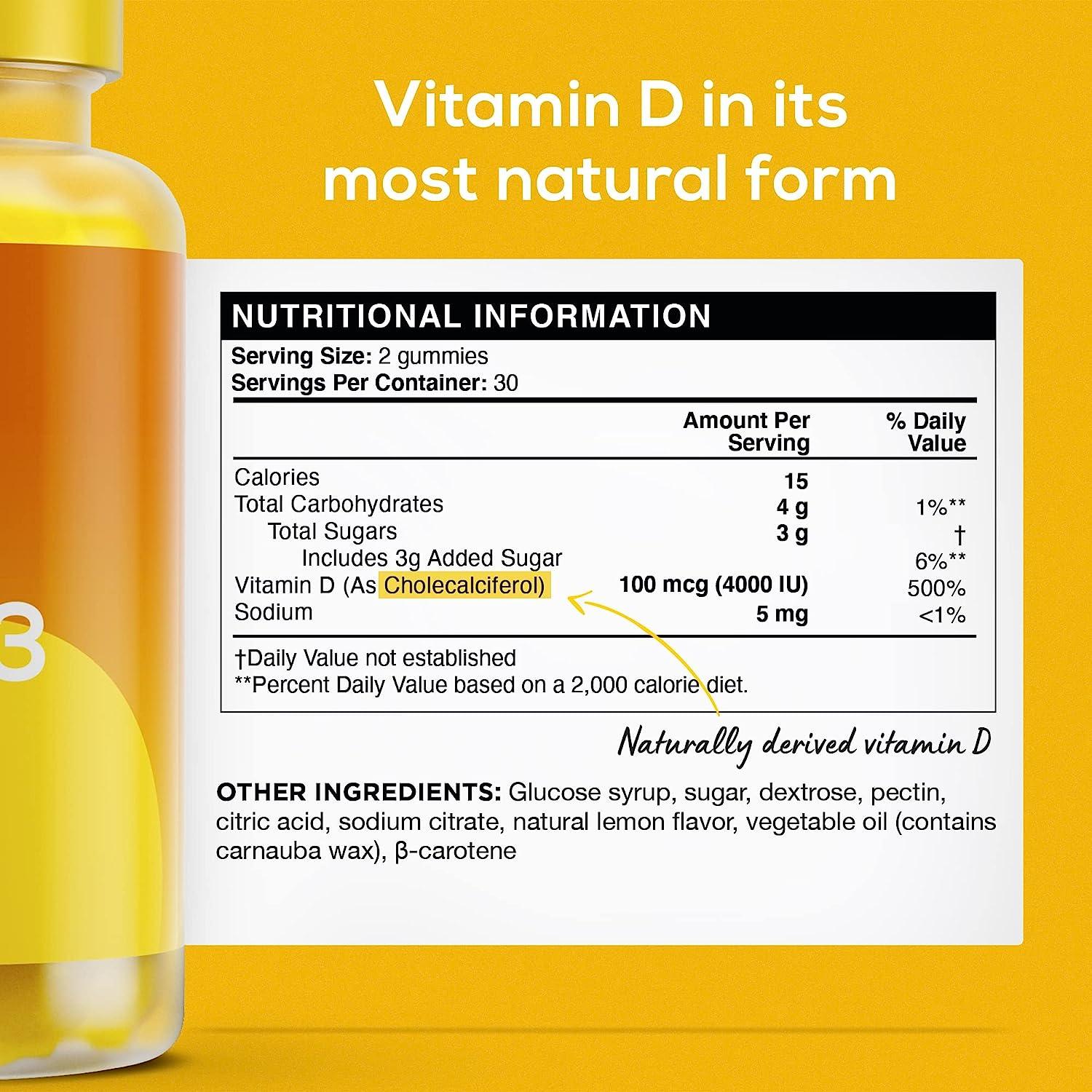 * Vitamin D3 Gummies for Adults 4000 IU Vitamin D for Calcium