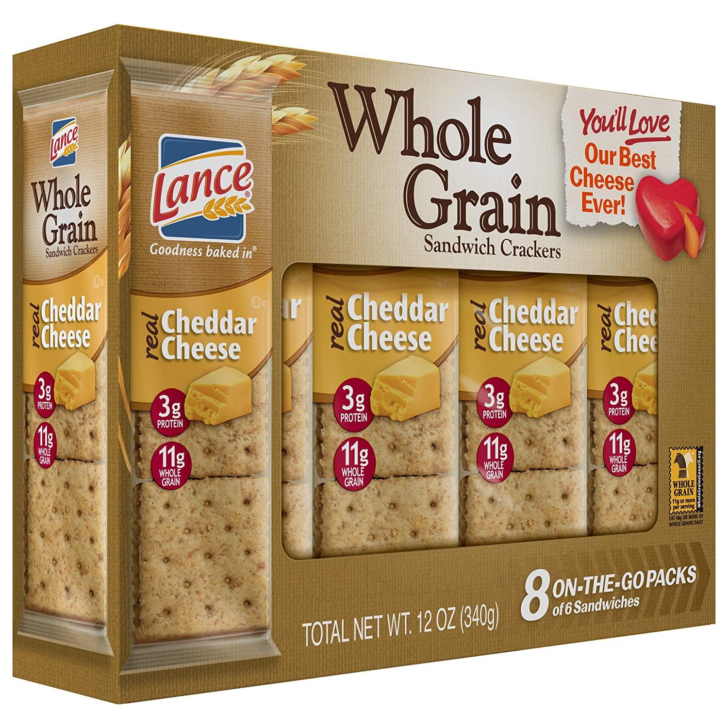 Lance Whole Grain Cheddar Cheese Crackers 3 Boxes of 8 Individual Packs by Lance