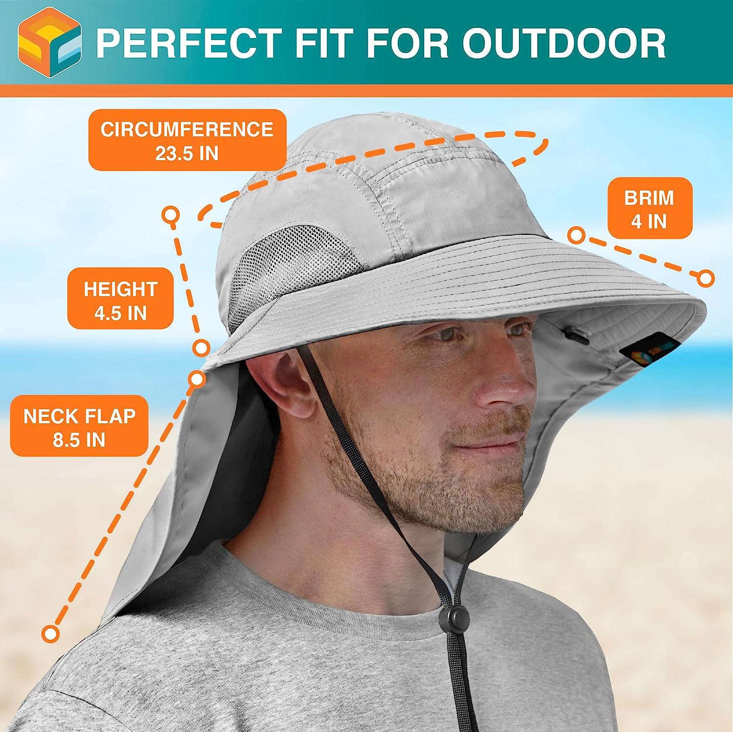 SUN CUBE Wide Brim Sun Hat with Neck Flap, UPF50+ Hiking Safari