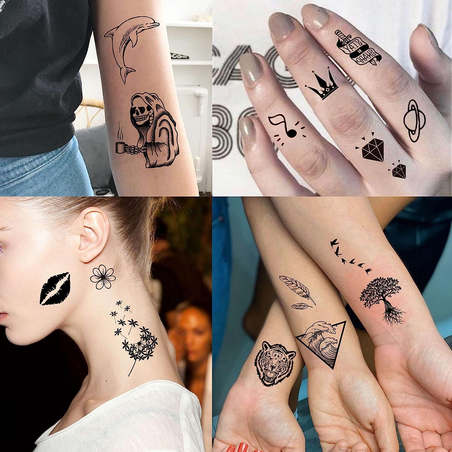 20 Sheets Black Tiny Temporary Tattoo, Hands Face Tattoo Sticker for Men  Women, | eBay