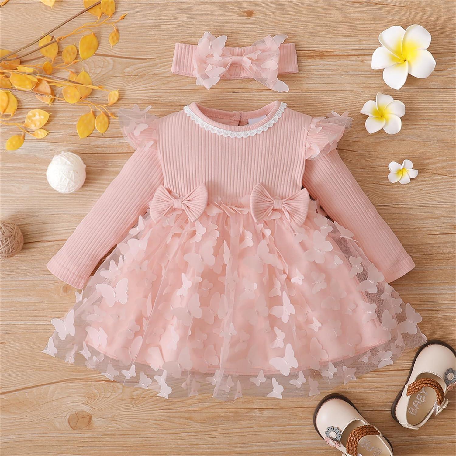 PATPAT Baby Girl Dress Long Sleeve Tutu Dress Infant Girl Tulle Dress Flower Girl Christmas Party Birthday Princess Dresses 18-24 Months Light Pink PATPAT Baby Girl Dress Long Sleeve Tutu Dress Infant Girl Tulle Dress Flower Girl Christmas Party Birthday Princess Dresses 18-24 Months Light Pink