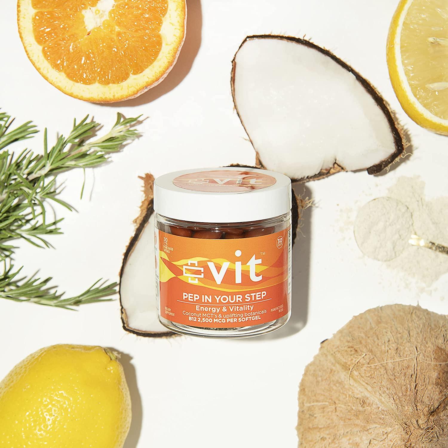 Natural Energy Pills Caffeine Free Energy Supplement with Vitamin B12 2500 mcg + Coconut MCT