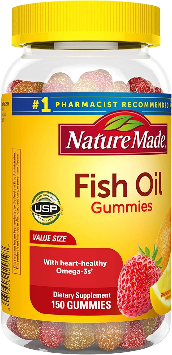 Nature Made Fish Oil Gummies Strawberry Lemon & Orange 150 Gummies